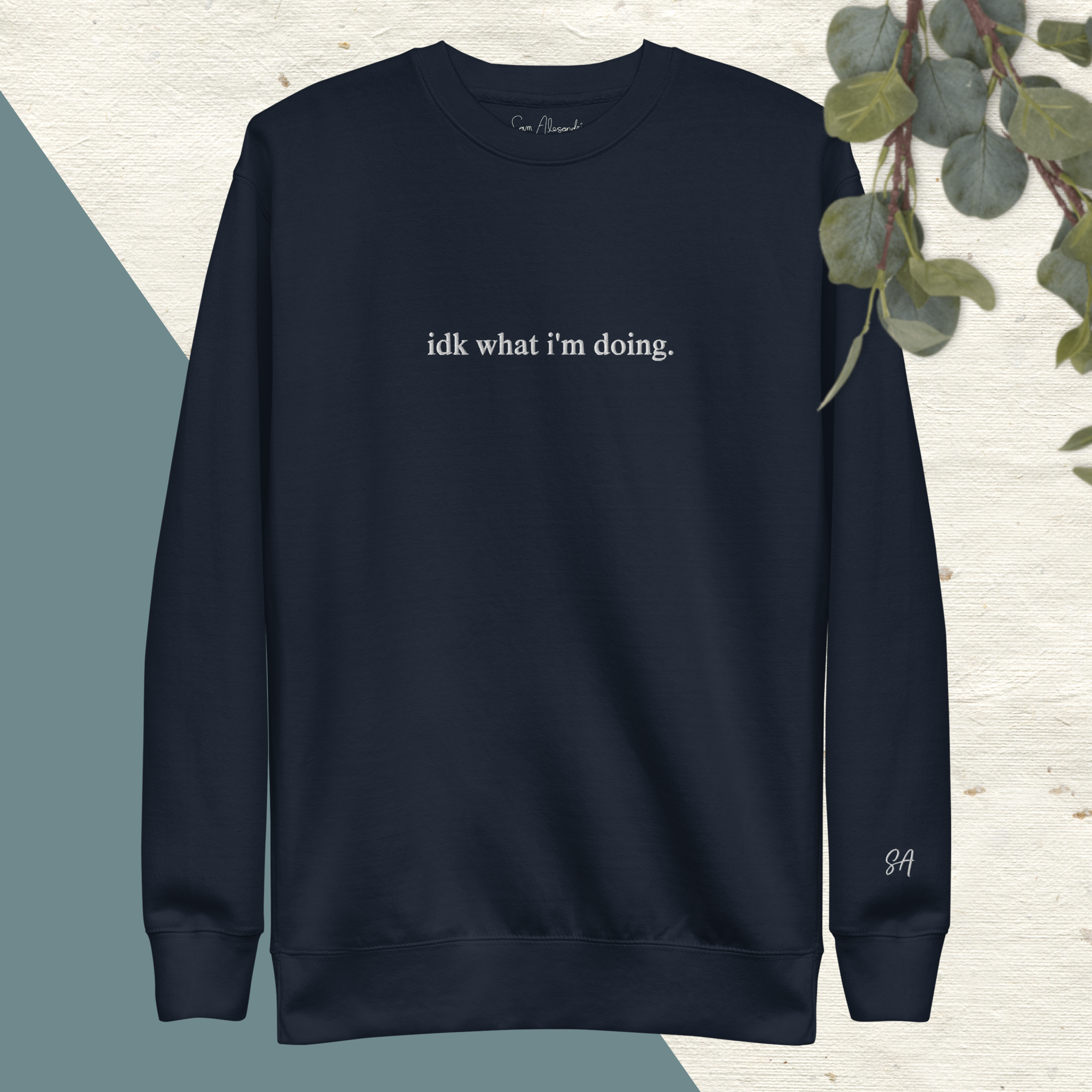 navy crewneck